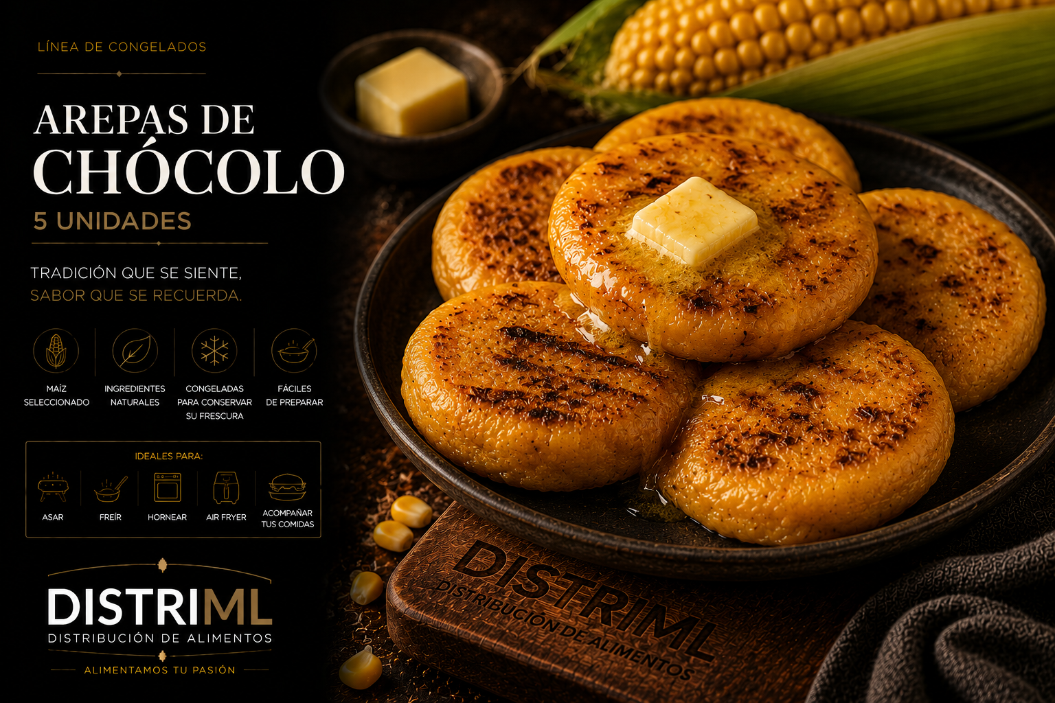 Arepas de chócolo · 5 unidades