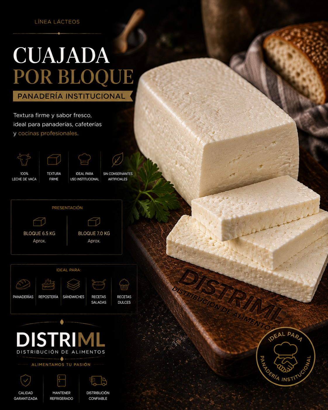Cuajada por bloque · panadería institucional